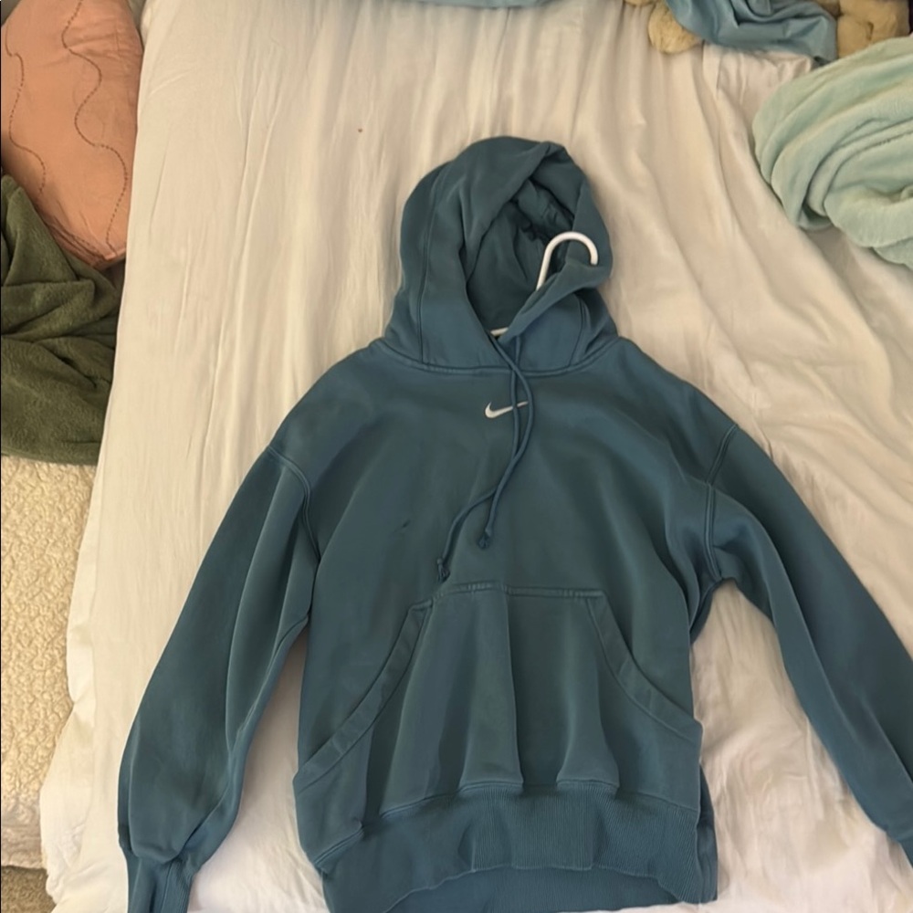 Nike Blue Sweater with Fleece Interior and Swoosh Logo